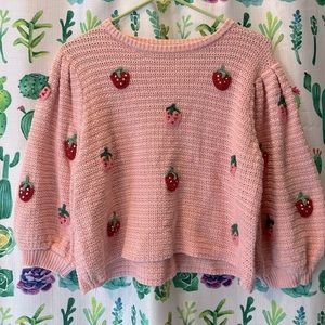Knitted Strawberry Sweater: Size Large